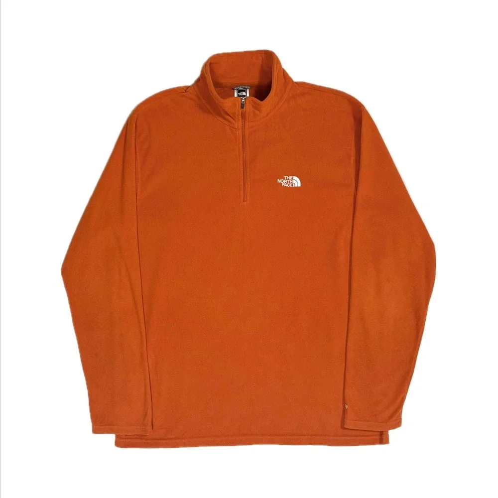 The North Face Orange TKA 100 quarter zip fleece pullover men's large
